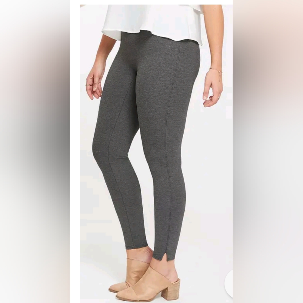 Spanx ankle length ponte hem slit leggings Heather gray PXL